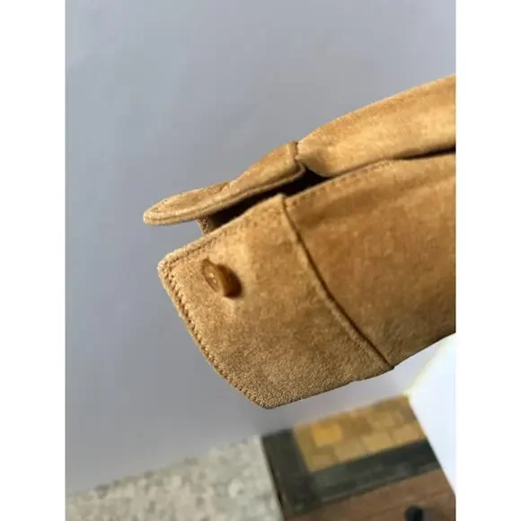 Margaret Godfrey Vintage Suede Jacket M Boho Western Ruffle Button Down Camel - Picture 5 of 12